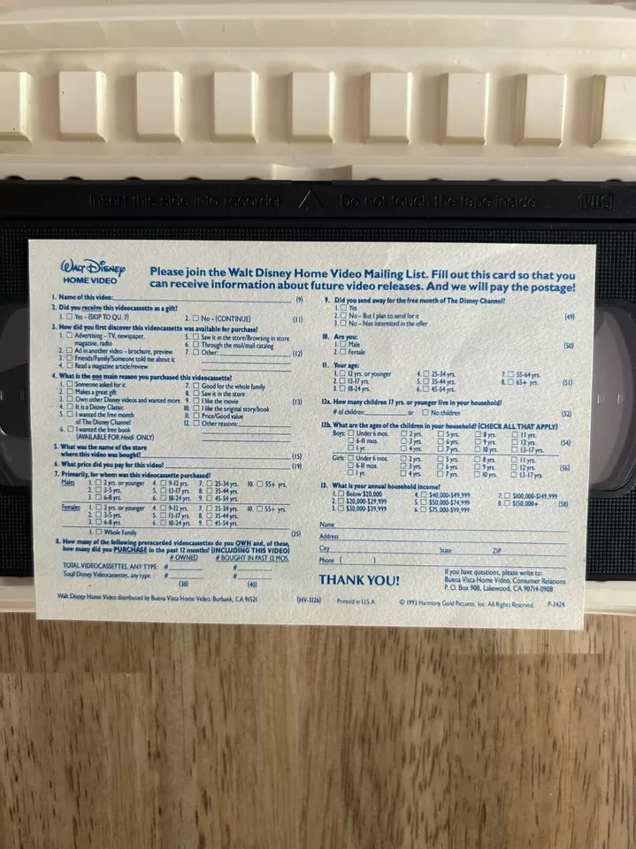 Vintage Disney HEIDI 1993 VHS Movie with Clamshell Case Jane Seymour ~ TESTED