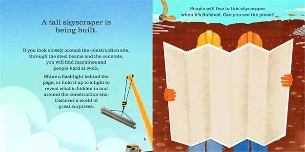 On the Construction Site - Shine-a-Light ~ Brand New (hardcover) Usborne Books