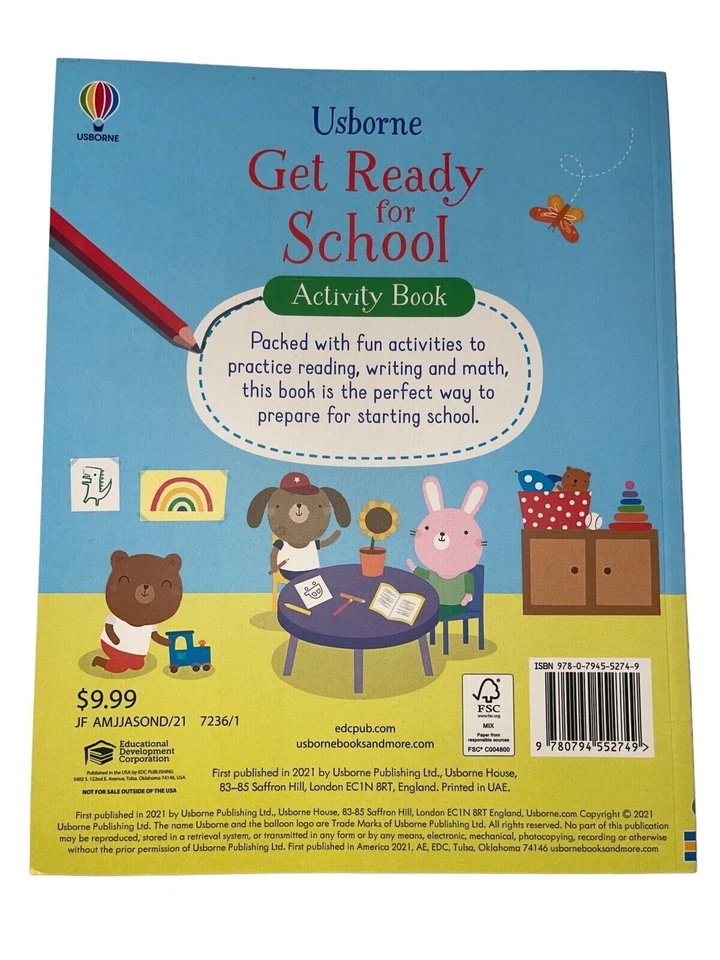 Usborne Get Ready for School Activity Book ~ Brand New