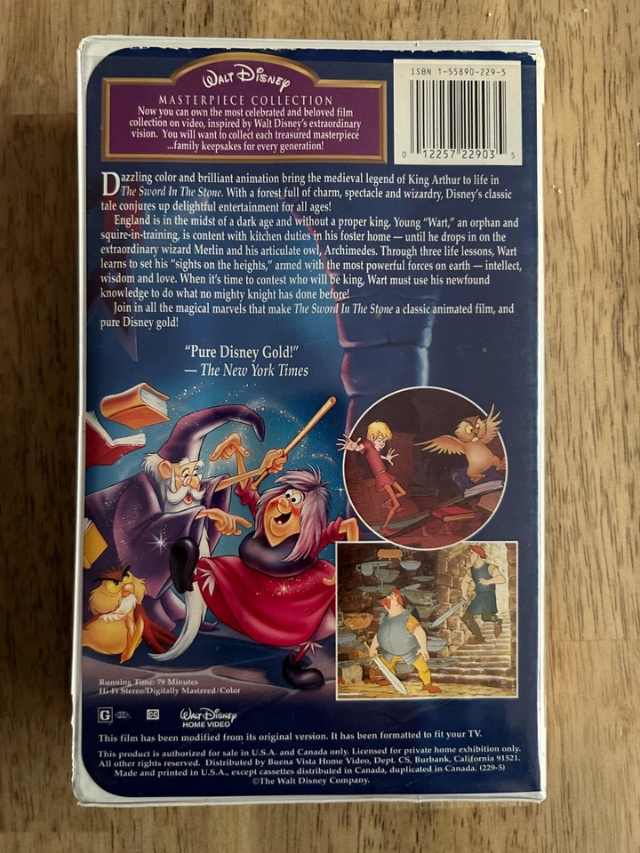 Walt Disney’s Masterpiece Collection - The Sword In The Stone - VHS 1991 TESTED