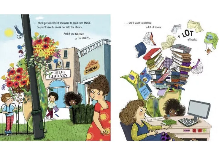 Never Show a T Rex a Book by Rashmi Sirdeshpande ~ Hardcover Dinosaur Book BRAND NEW