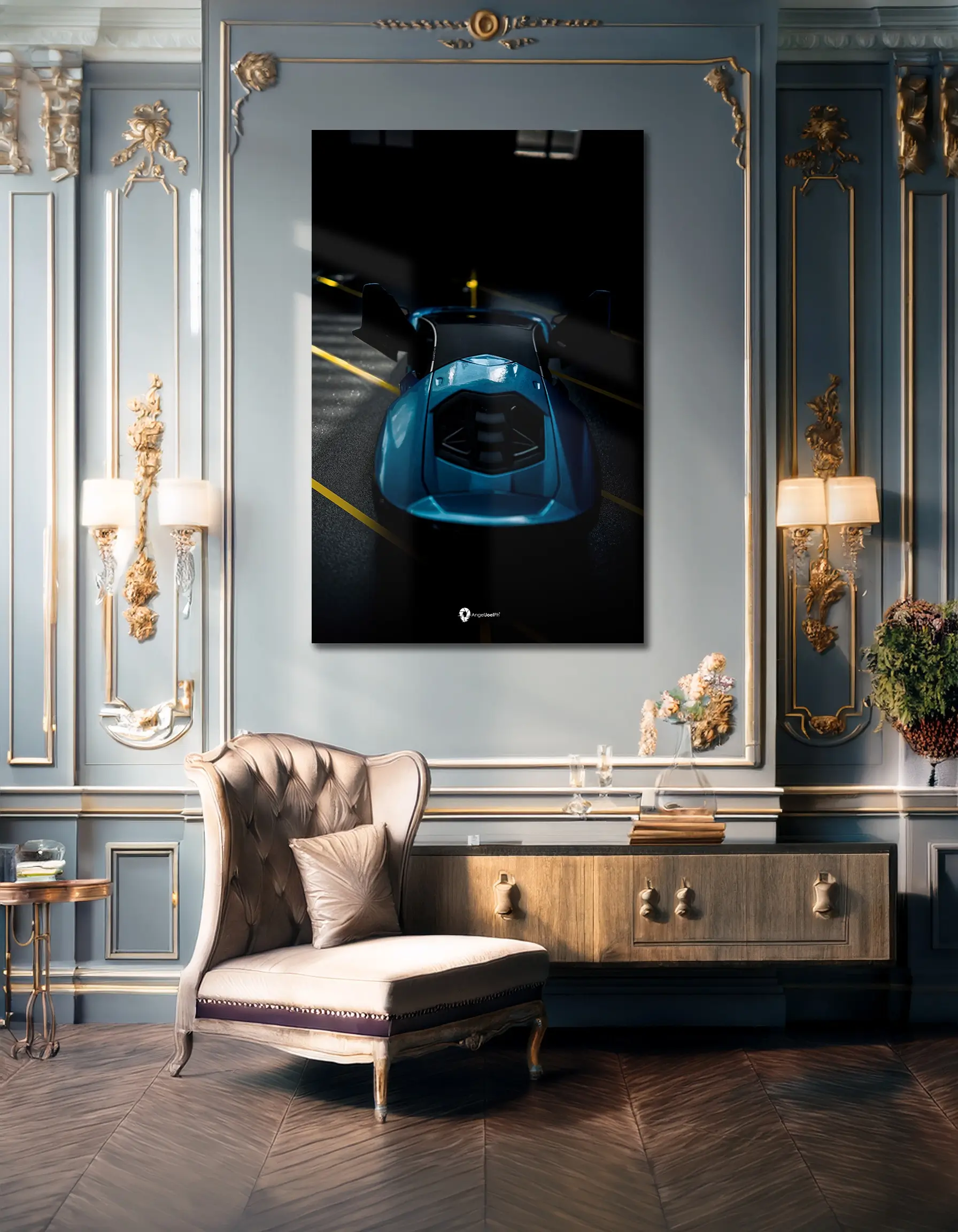 Blue Lamborghini in the Garage