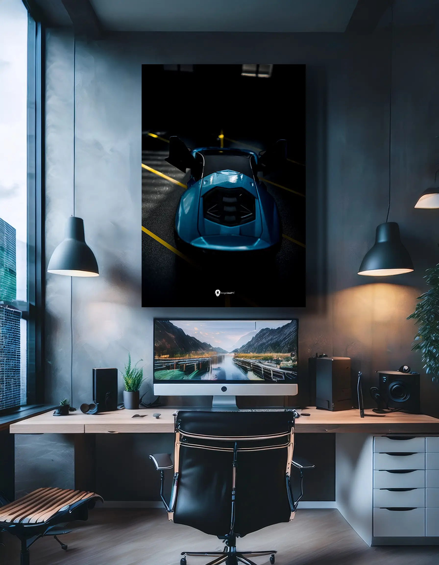 Blue Lamborghini in the Garage