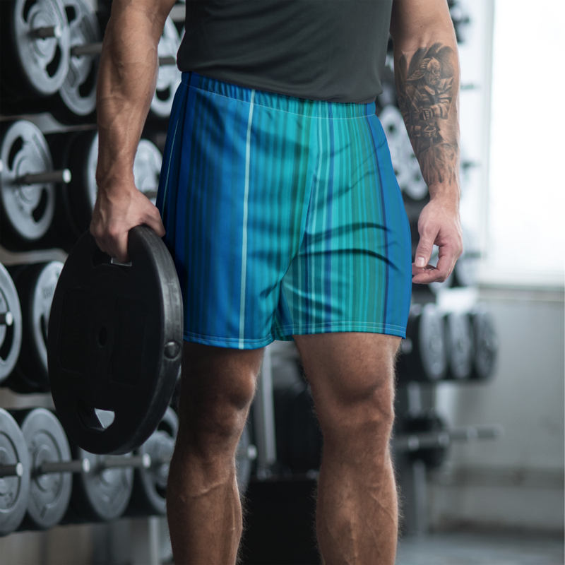 Men's Blue Striped Workout Shorts