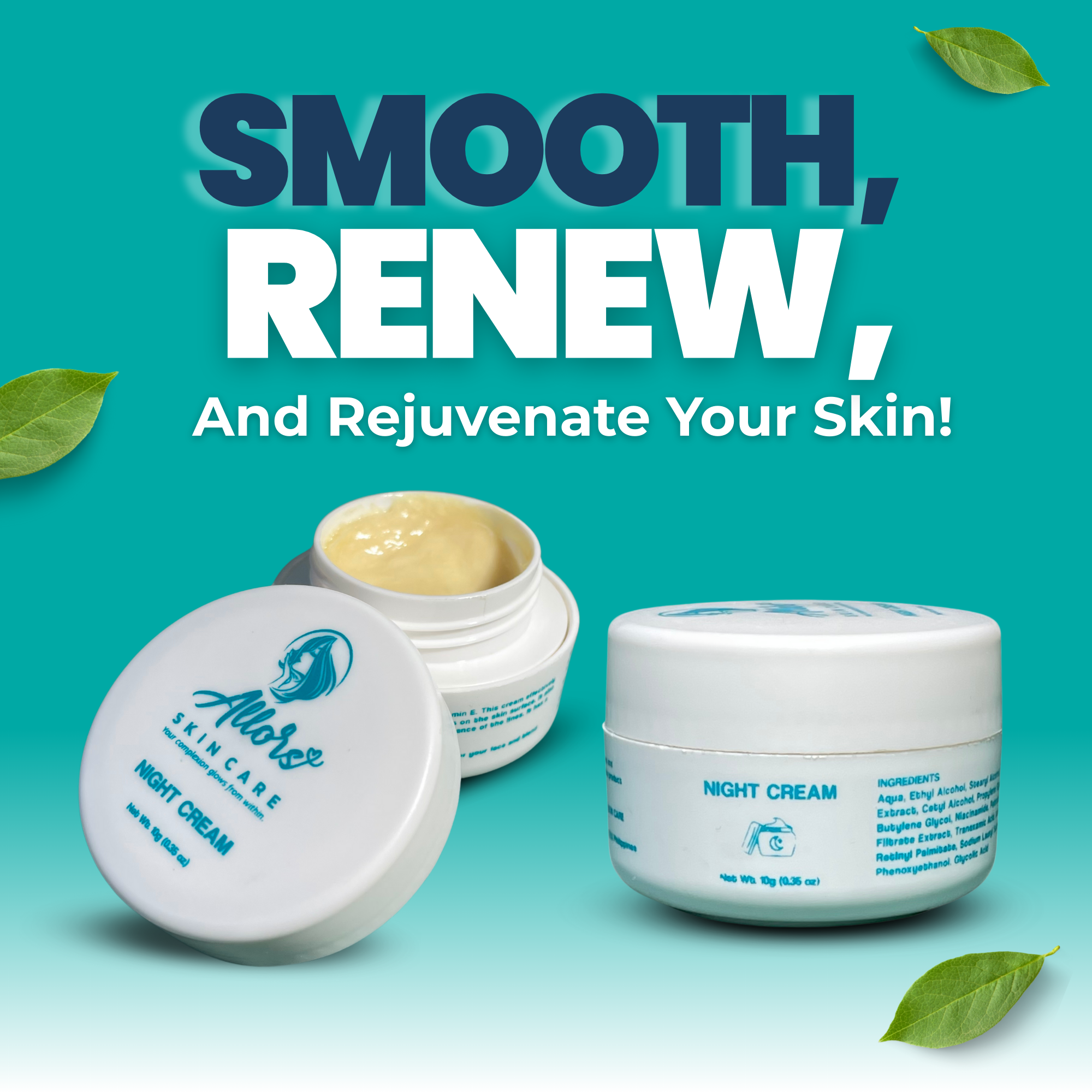Allors Night Cream – Anti-Aging and Whitening Night Moisturizer with Collagen, Niacinamide, and Repairing Botanicals