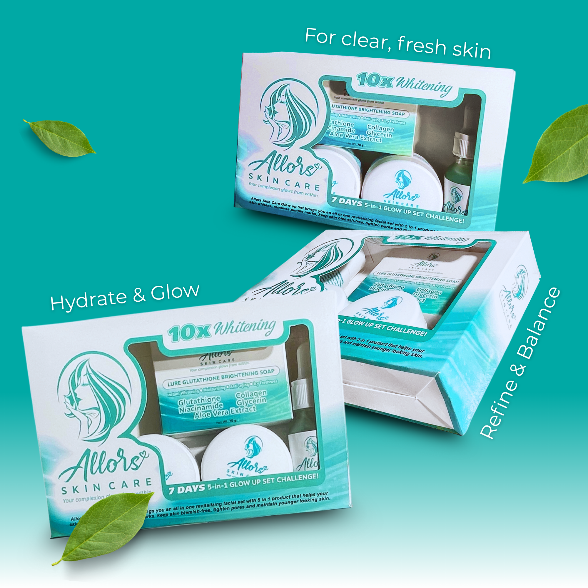  Allors Ultimate Skin Care Trio – 3 Complete Sets of Whitening Soap, Toner, Serum, Night Cream, and SPF 50 Sunscreen