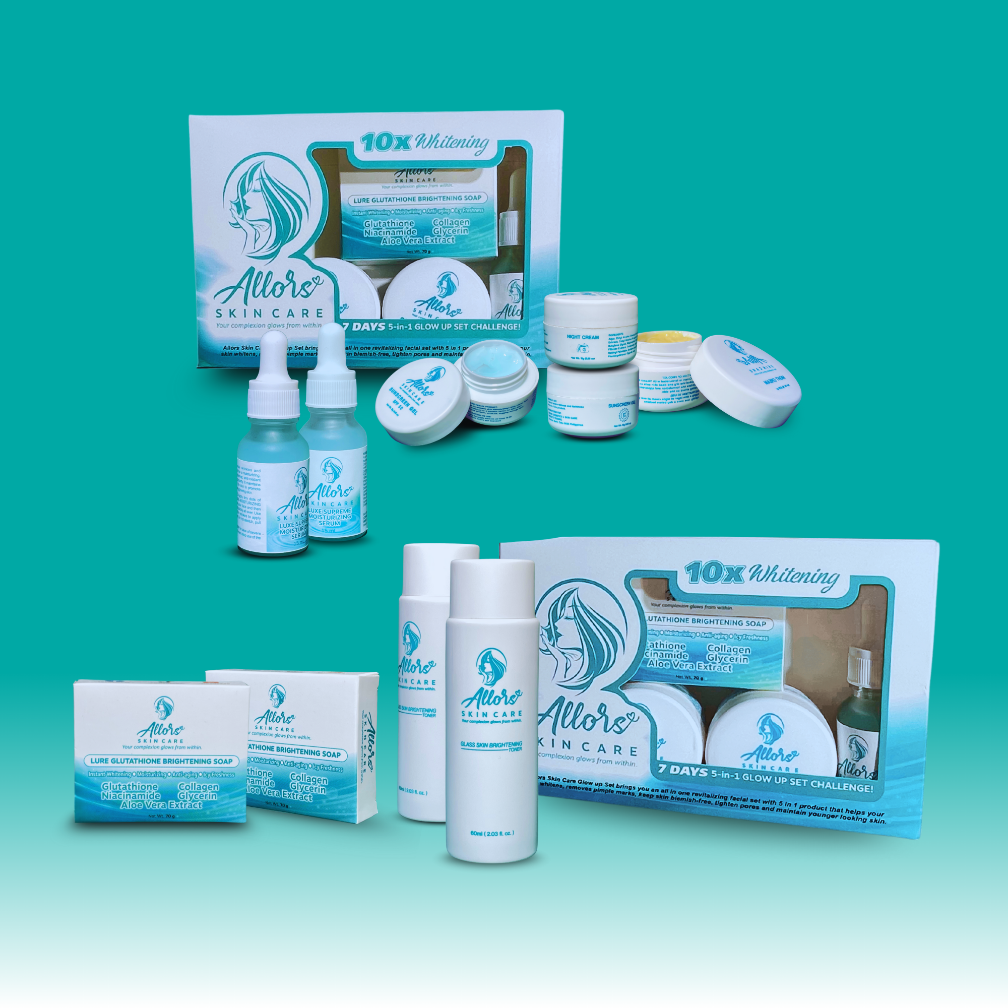 Allors Skin Care Set – Complete Brightening, Hydrating & Anti-Aging Bundle for Clear, Radiant, and Youthful Skin
