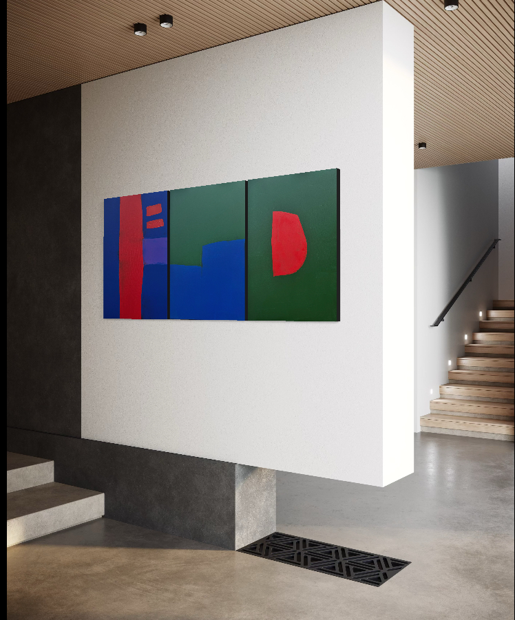 Tríptico Quadros Abstratos Tinta Acrílica 50x70cm cada