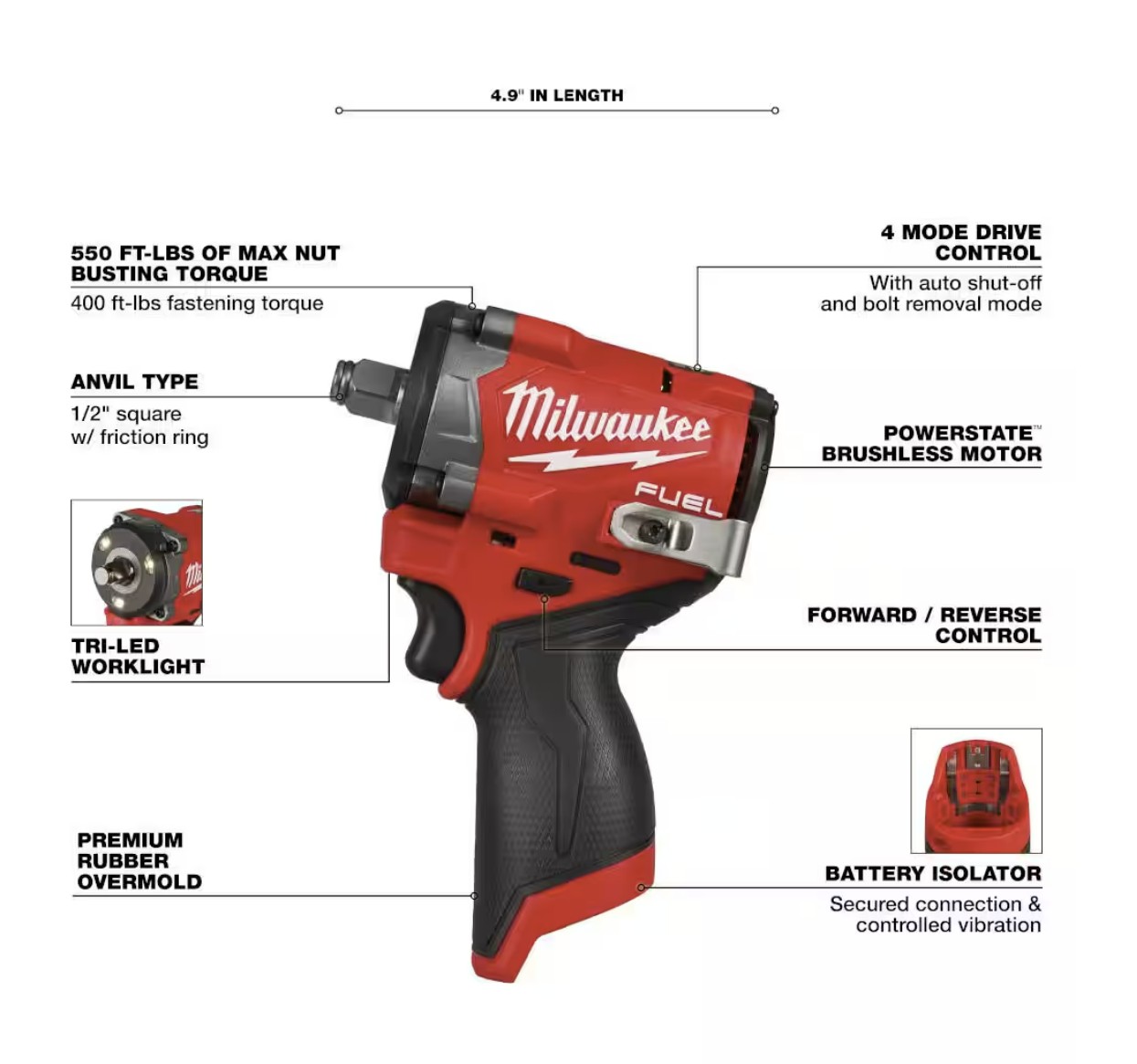 M12 FUEL™ Stubby 1/2" Impact Wrench
