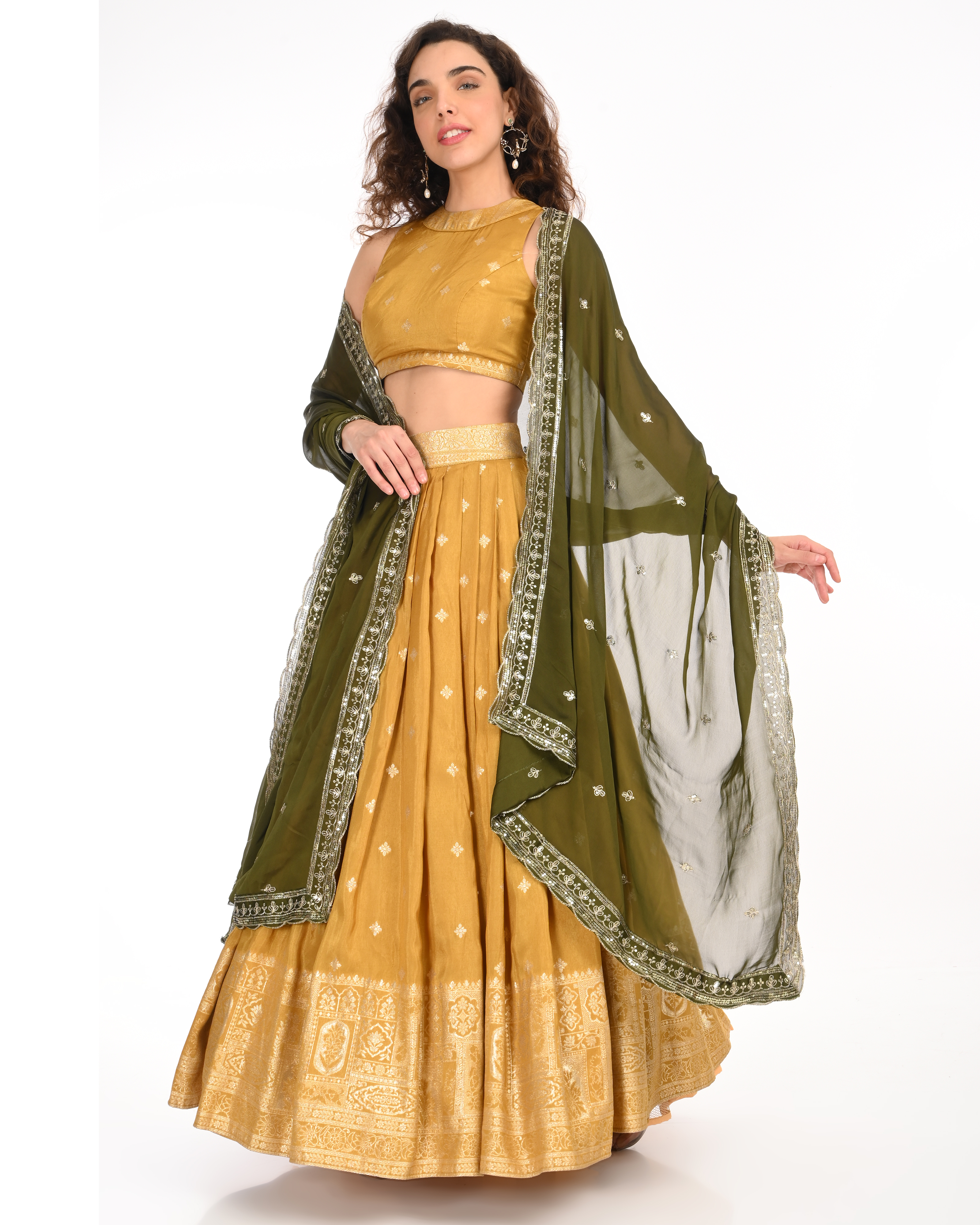 Honey Yellow Banarasi Brocade Lehenga