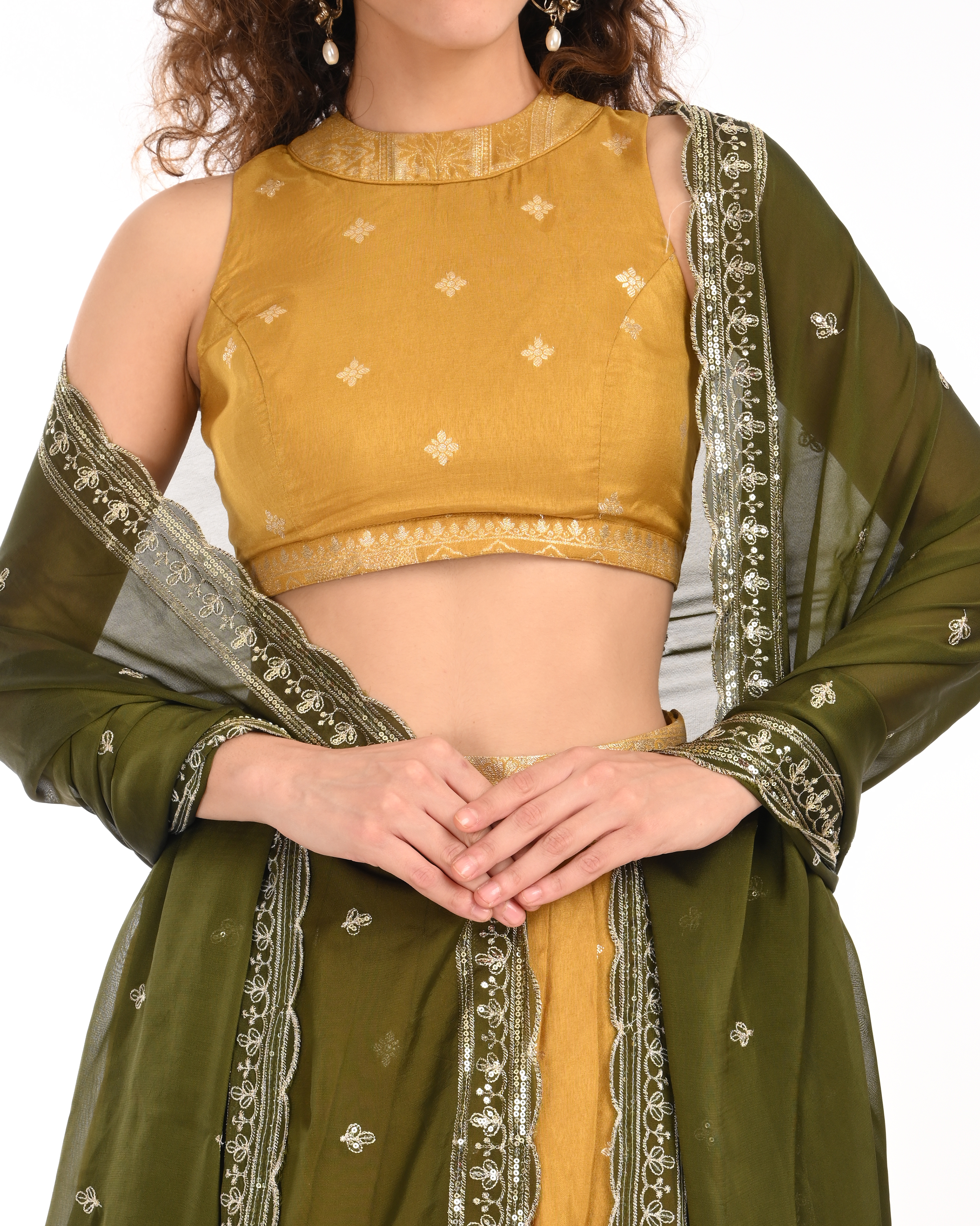Honey Yellow Banarasi Brocade Lehenga
