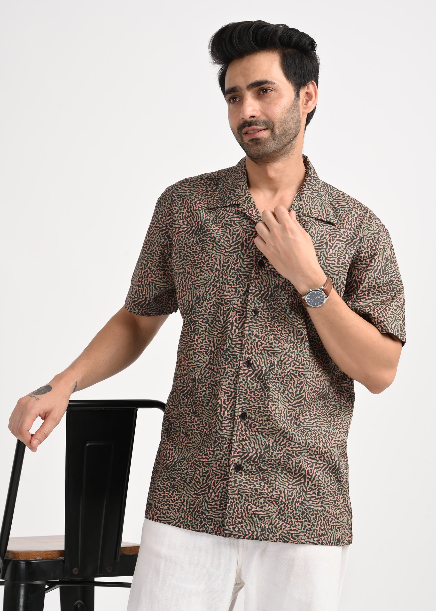 Abstract Cheetah Print Short Sleeve Shirt