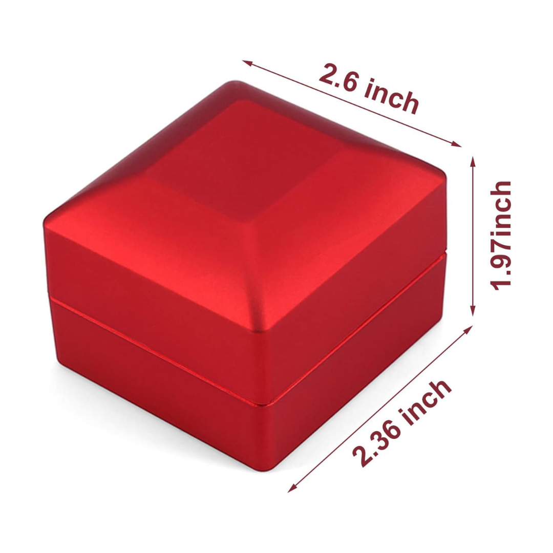Caja de anillo rojo de luz LED