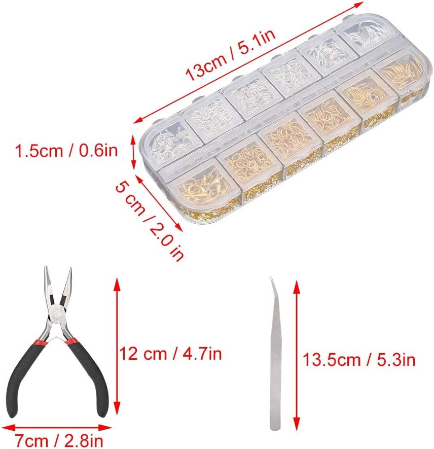 Kit de fabricación de joyas con anillos, broches y alicates de reparación