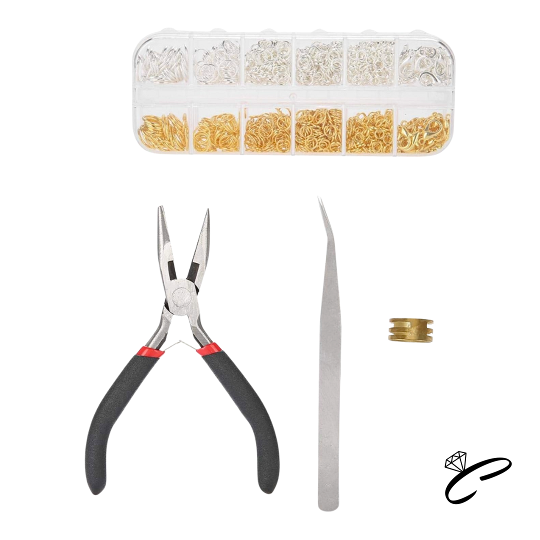 Kit de fabricación de joyas con anillos, broches y alicates de reparación