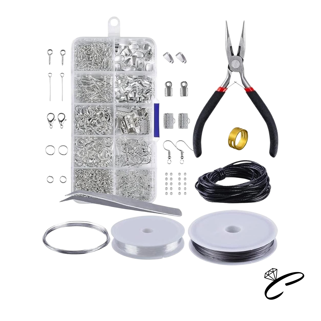 Kit de fabricación y reparación de joyas con herramientas, cuentas y broches