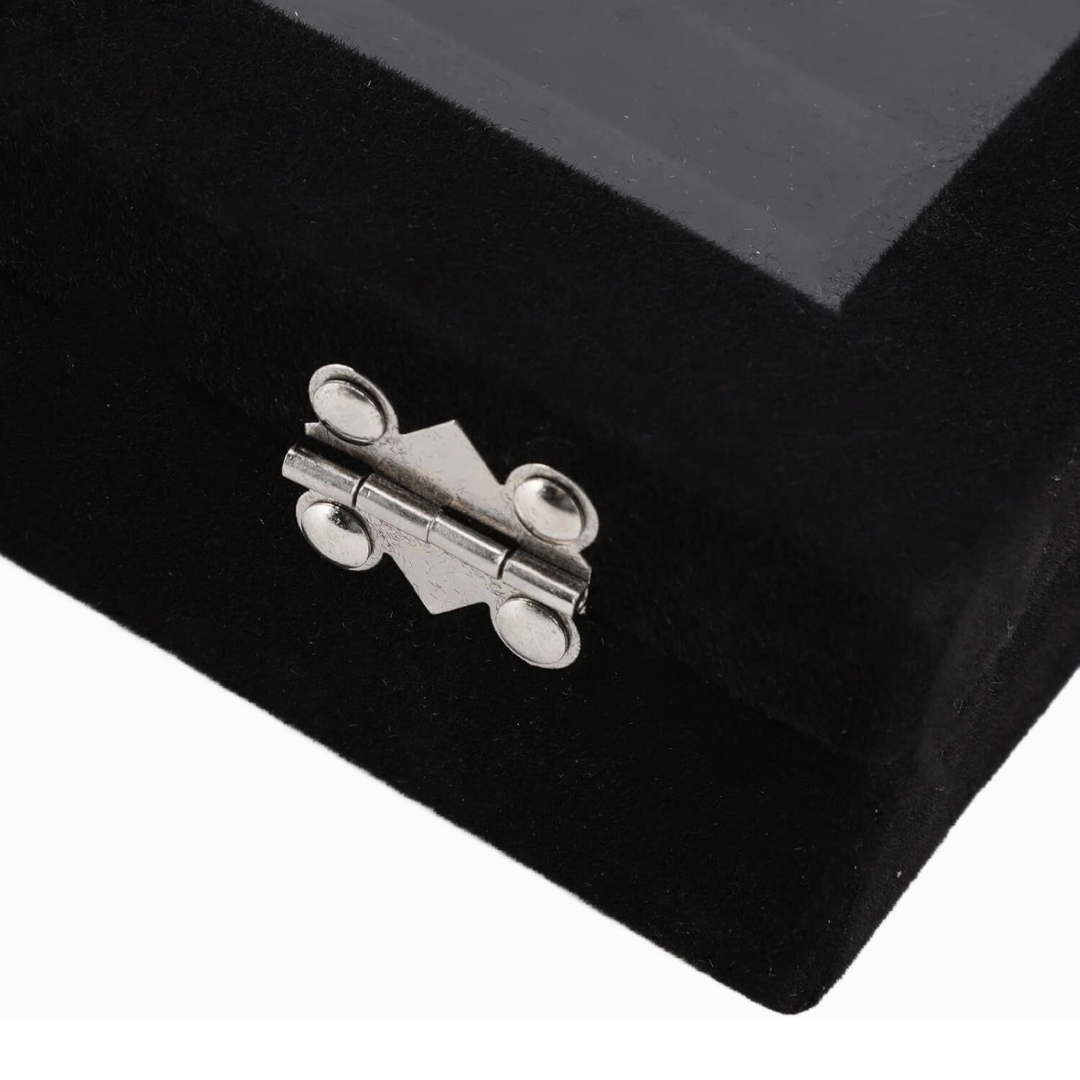 Caja joyero de terciopelo de 7 ranuras con Tapa