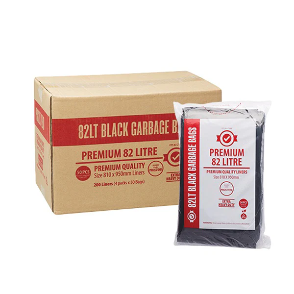 Garbage Bin Liners 82L Black