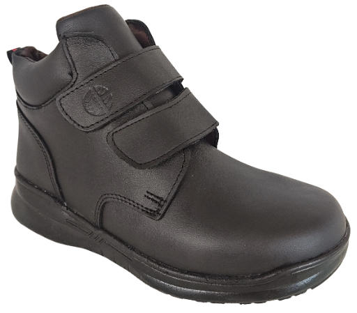 Zapato de piel negro escolar con velcro