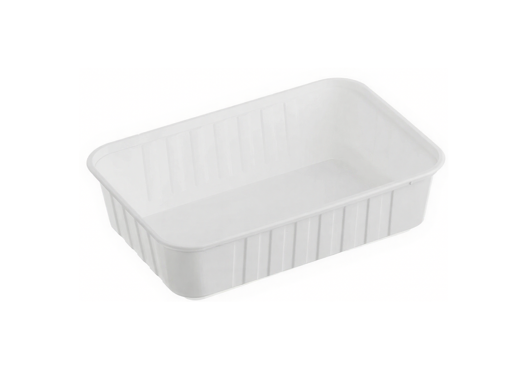 Ribbed Rectangle Freezer Grade Plastic Containers (White) 