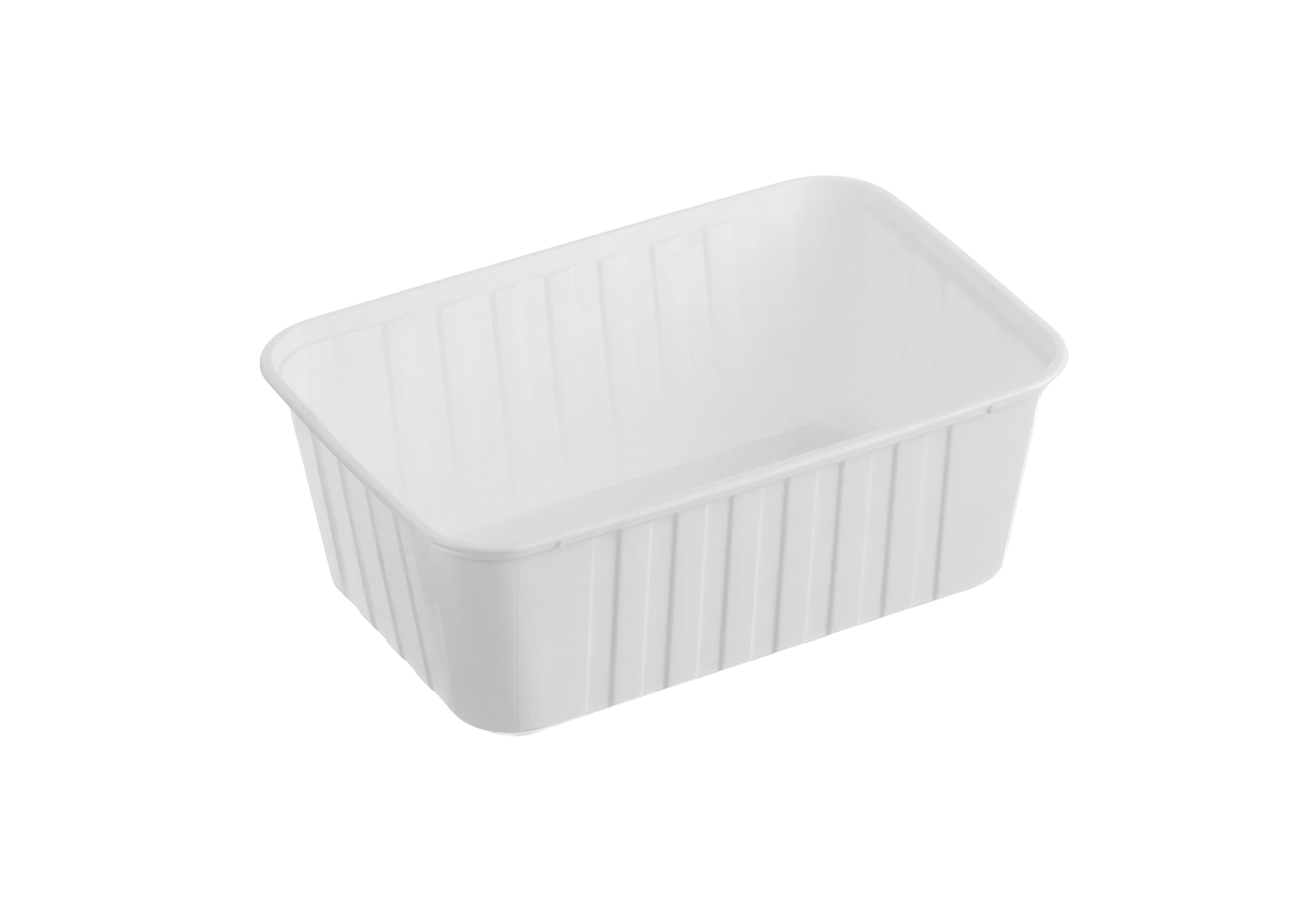Ribbed Rectangle Freezer Grade Plastic Containers (White) 