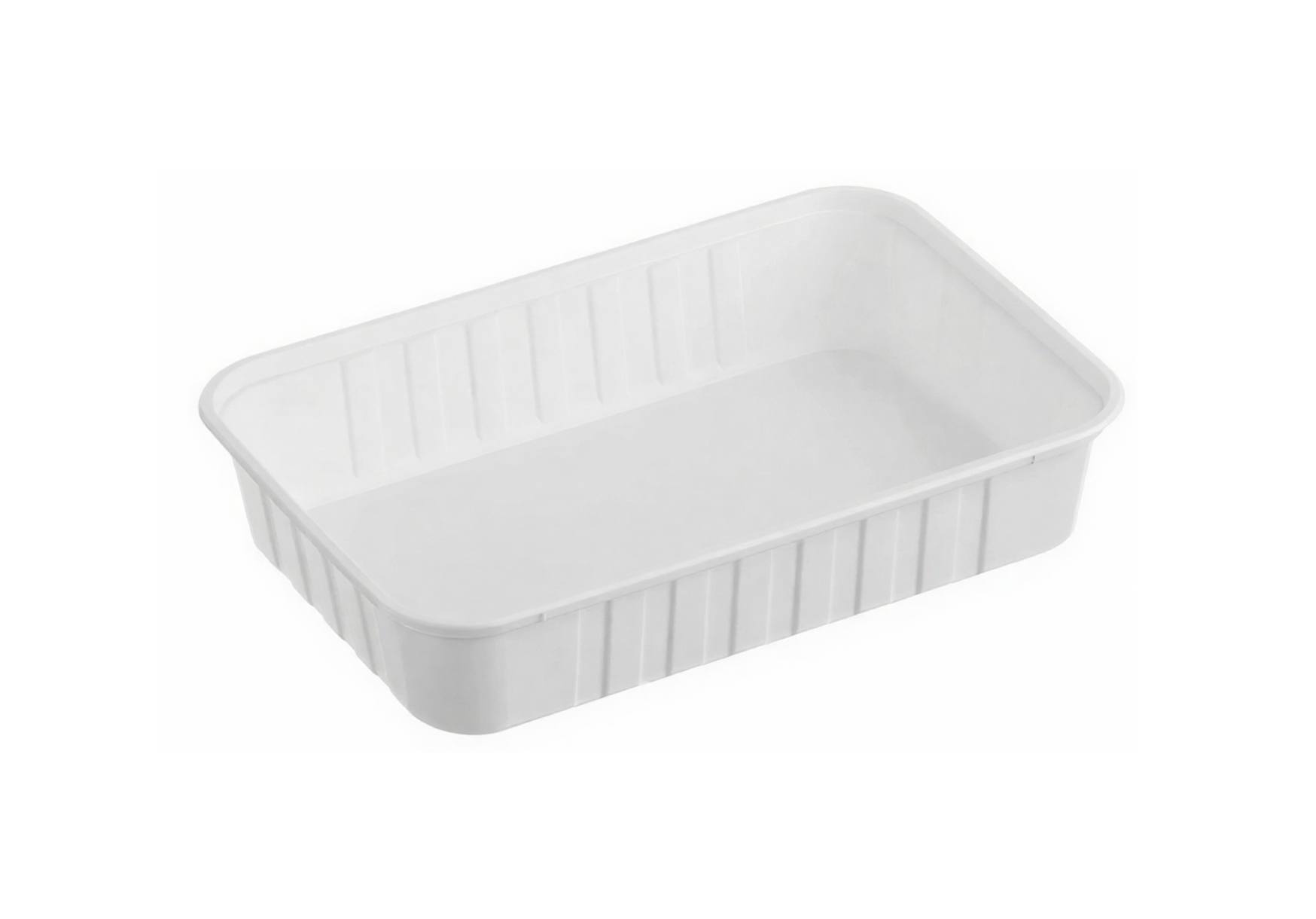 Ribbed Rectangle Freezer Grade Plastic Containers (White) 