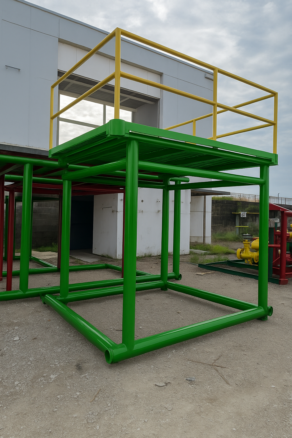 Caseta Elevable con accesorios para la carga de productos y materiales químicos.