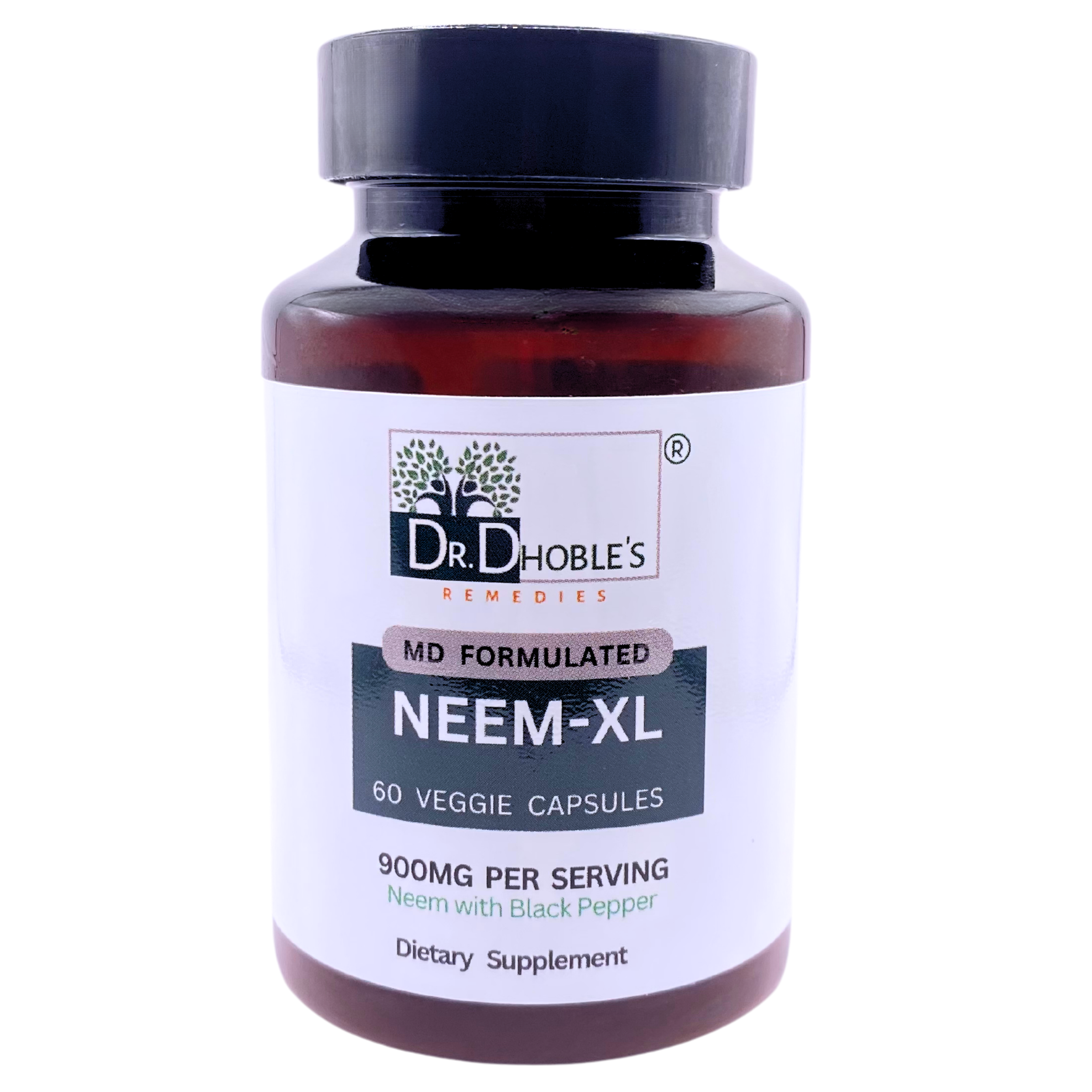 Neem XL, MD Formulated Advanced Neem Supplement, Enhanced Effectiveness & Bioavailability with Black Pepper, Neem Leaf Powder, No Extract, Vegan Capsules for Quick Release