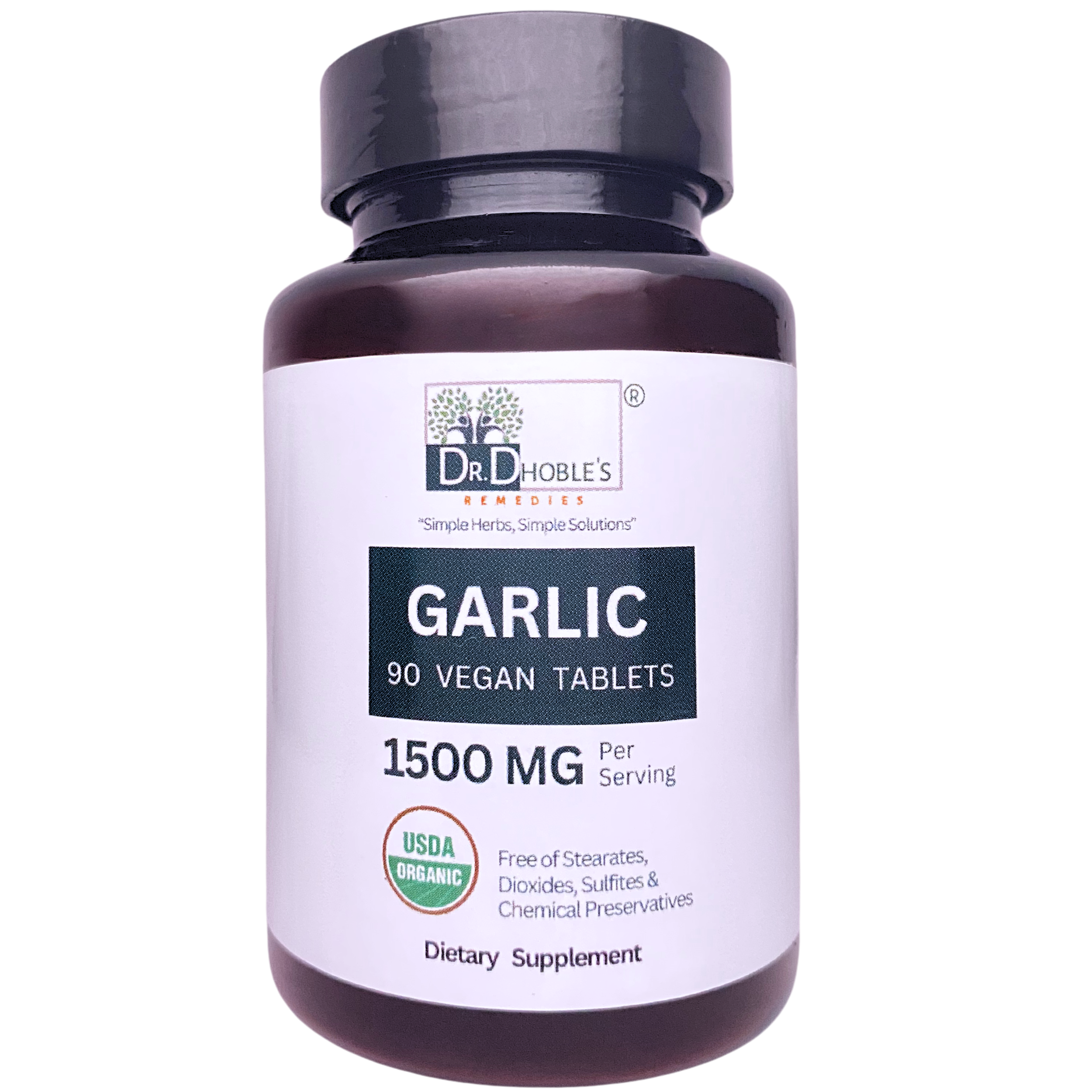 USDA Organic Garlic (AJO) Tablets Made Uniquely with Nature's Glue (Gum Acacia), No Extract,1500 Mg/Serving, Halal Certified, Non-GMO, Gluten-Free 90 Vegan Pills for Men & Women