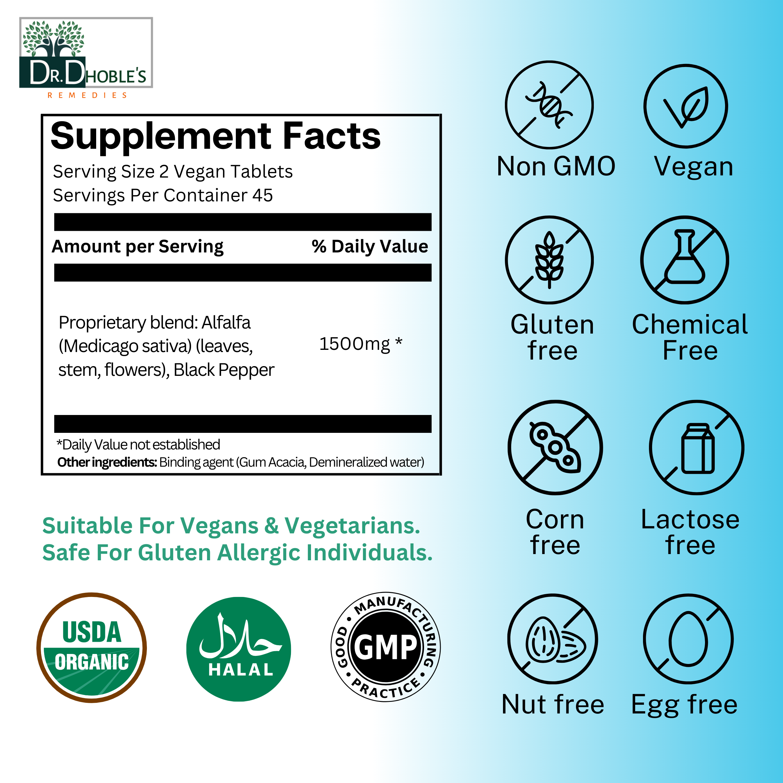 Alfalfa+, MD Formulated Advanced Alfalfa Delivery Formula, Enhanced Bioavailability with Black Pepper, Superfood, Natural Chlorophyll Supplement, USDA Organic, 90 Vegan Tablets