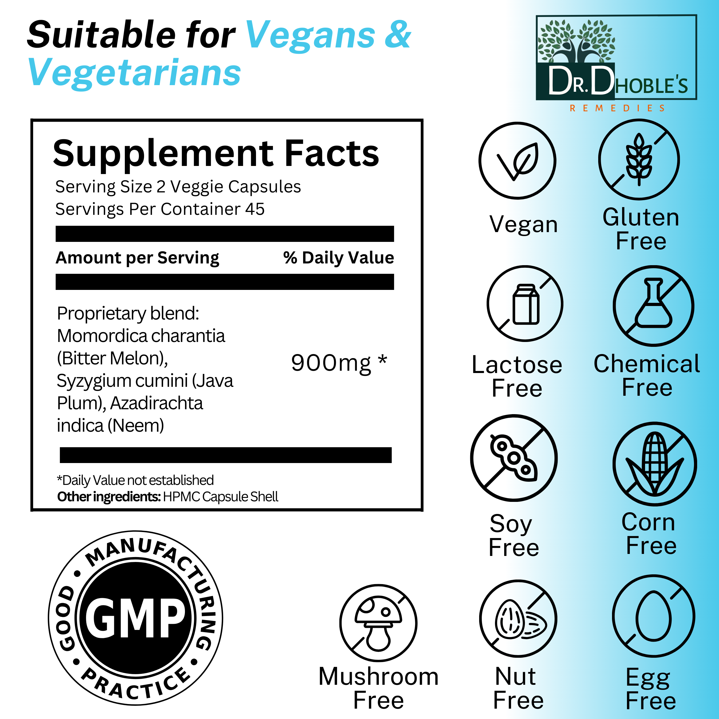 Dibetx-3 - MD Formulated Advanced Bitter Melon Delivery Supplement: Enhanced Effectiveness with Jamun & Neem, Vegan Capsule Shell for Quick Release, No Extract, 90 Pills