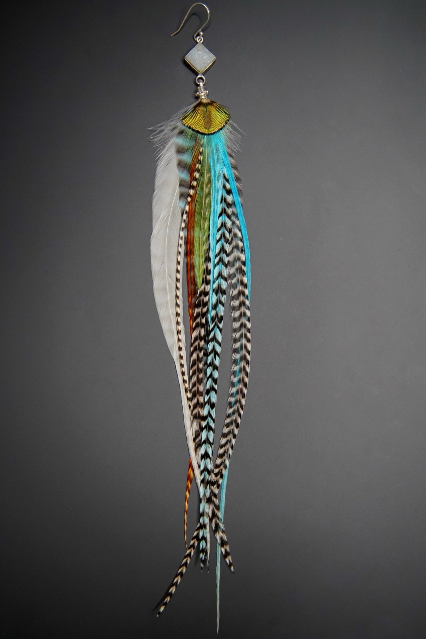 Mono-Boucle d'Oreille en Plumes Naturelles