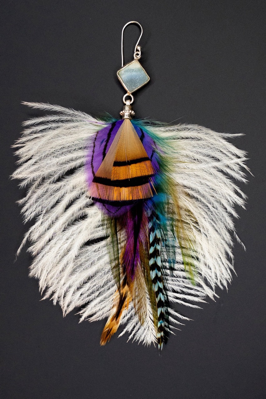 Mono-Boucle d'Oreille en Plumes Naturelles