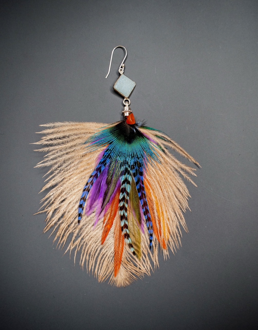 Boucle d'Oreille en Plumes Naturelles