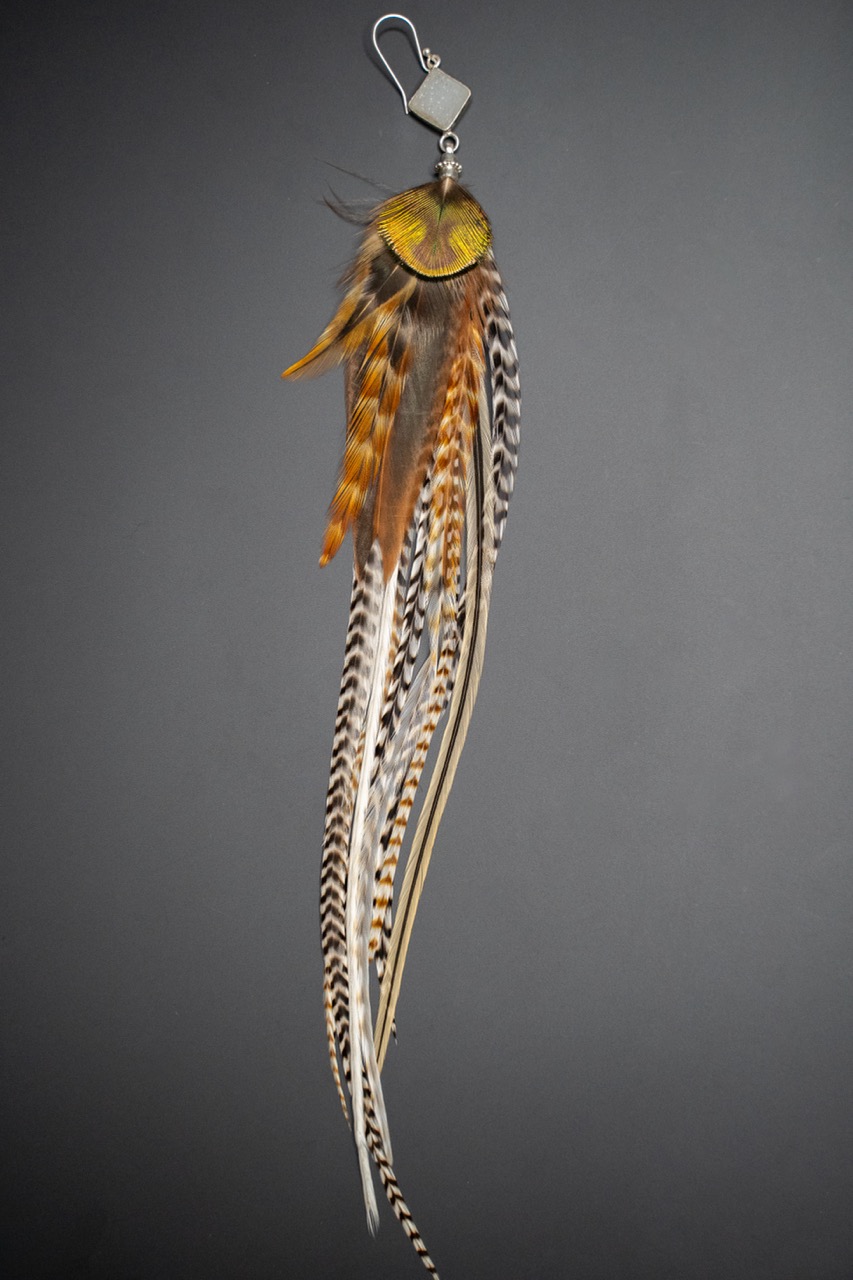 Boucle d'Oreille en Plumes Naturelles