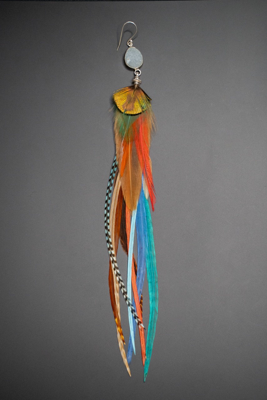 Mono-Boucle d'Oreille en Plumes Naturelles