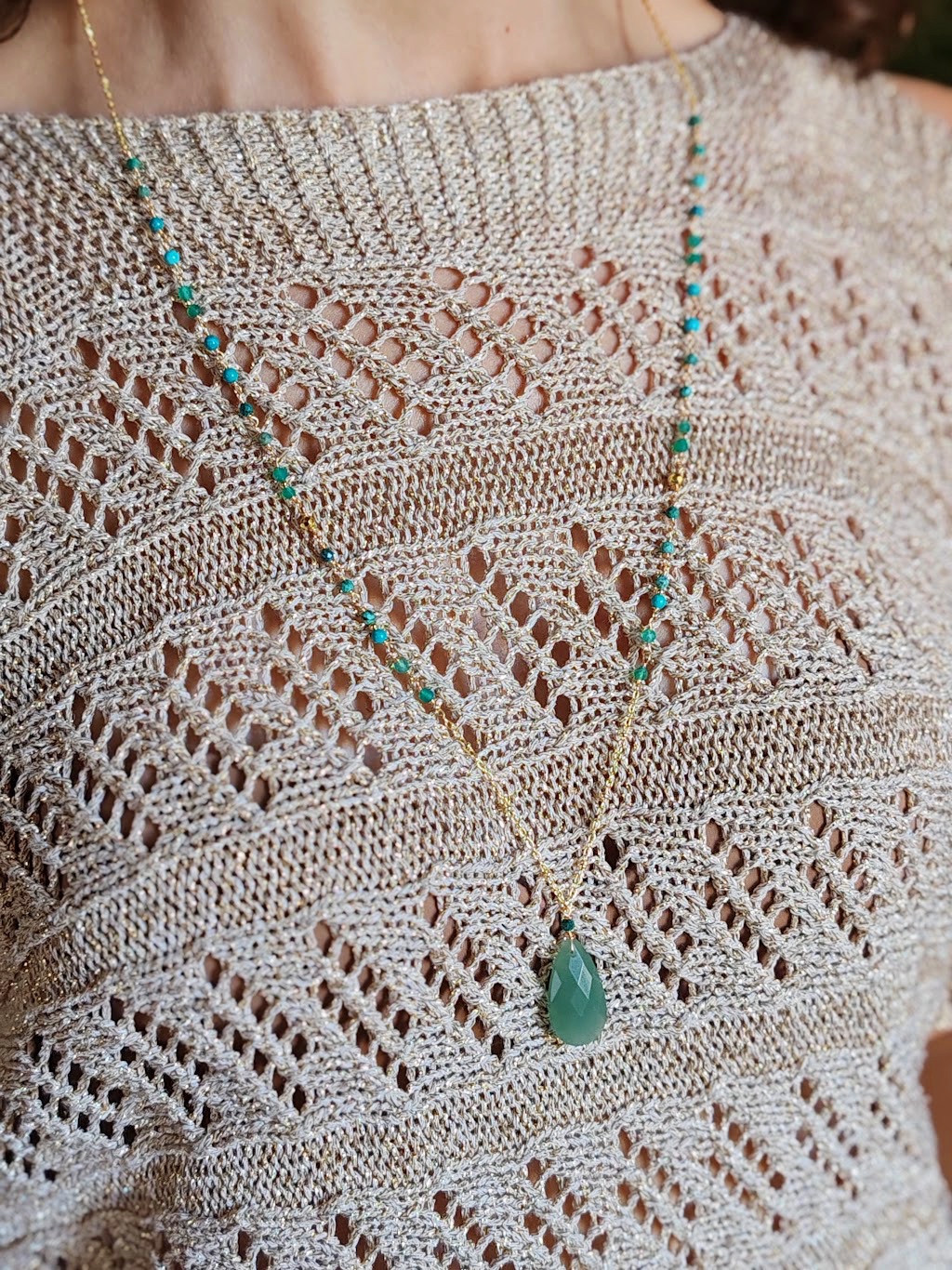 Sautoir Goutte Facettée - pierres semi-précieuses