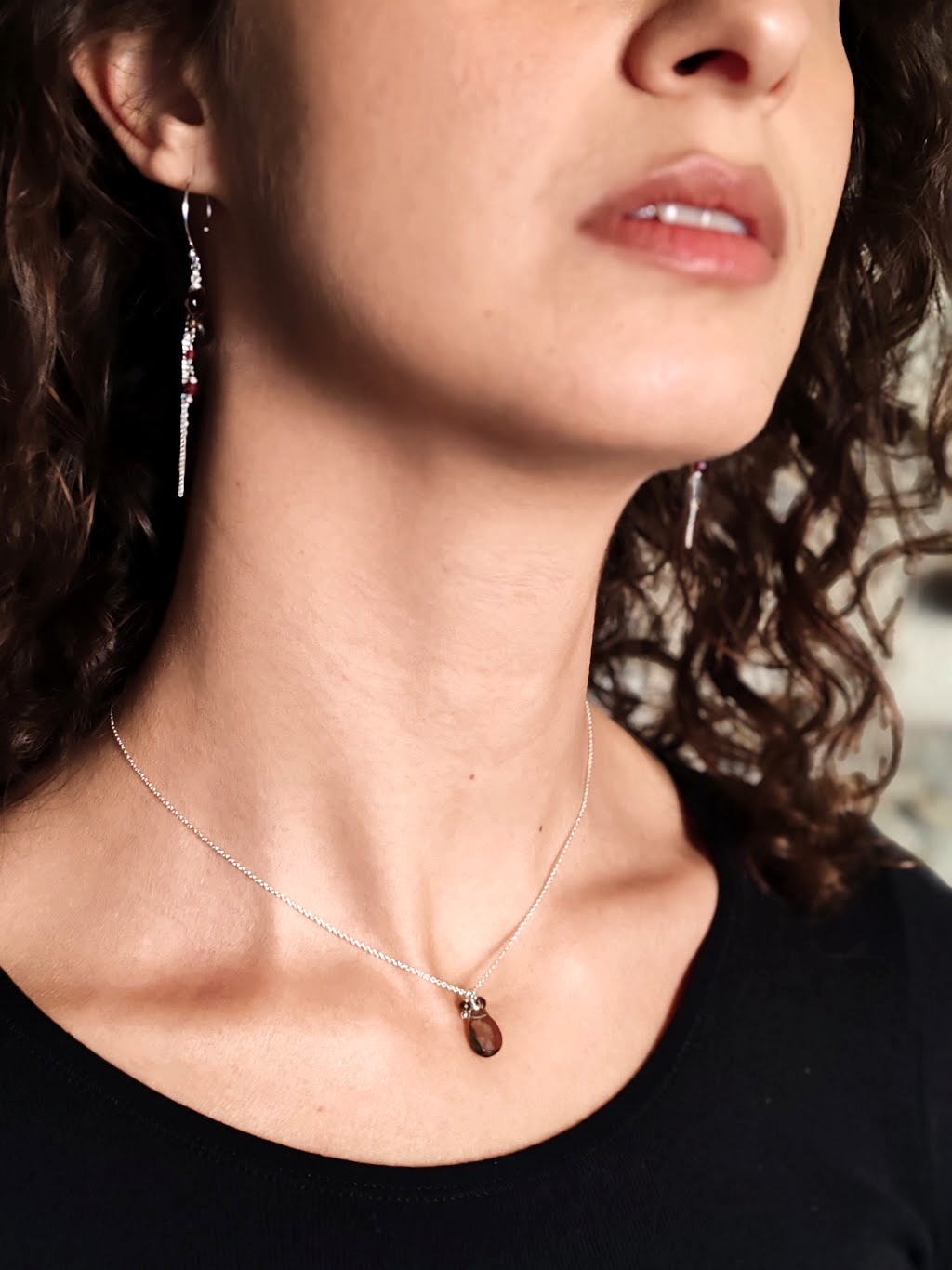 Collier goutte de Quartz Fumé