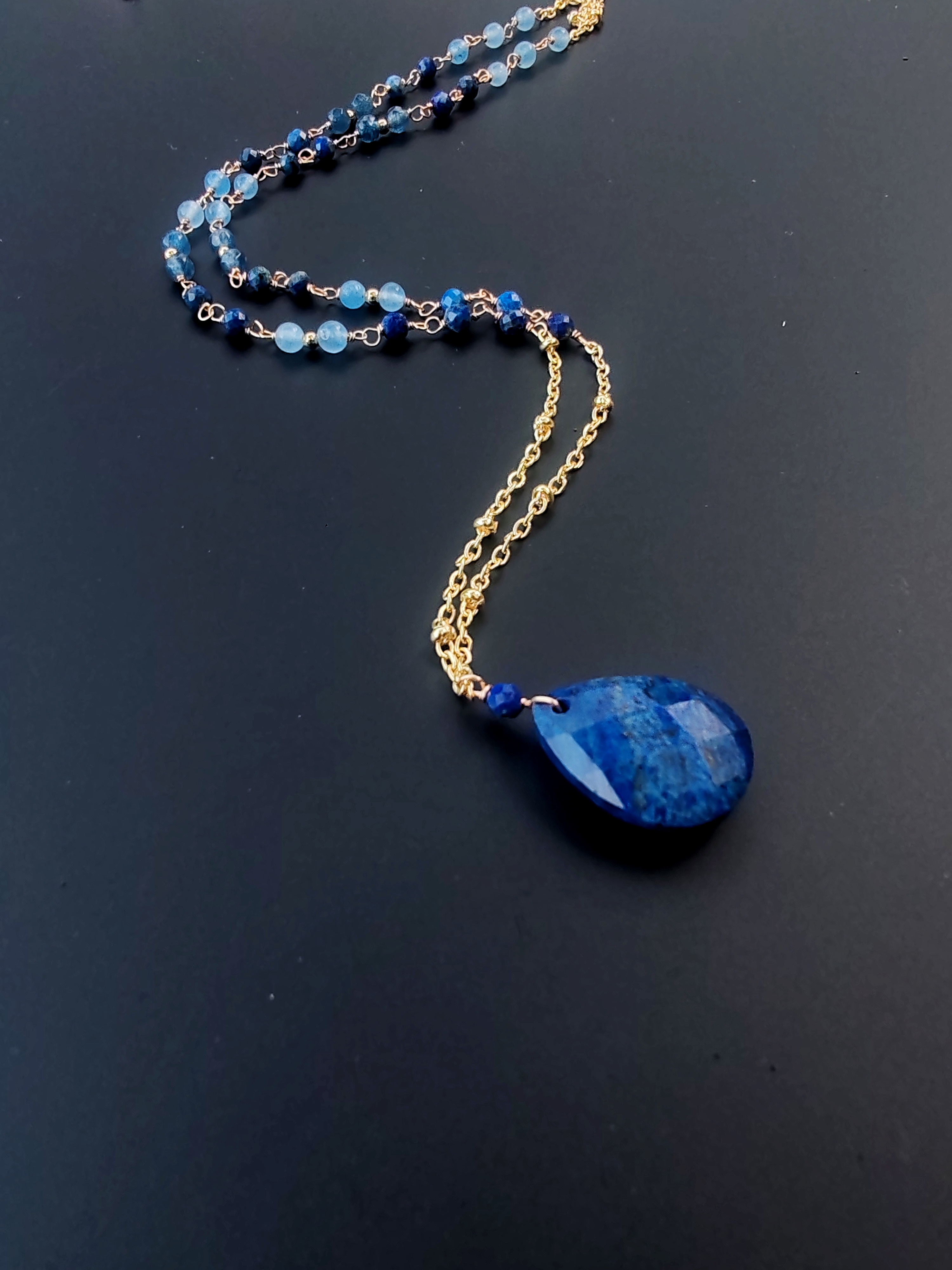 Sautoir Goutte Facettée - pierres semi-précieuses