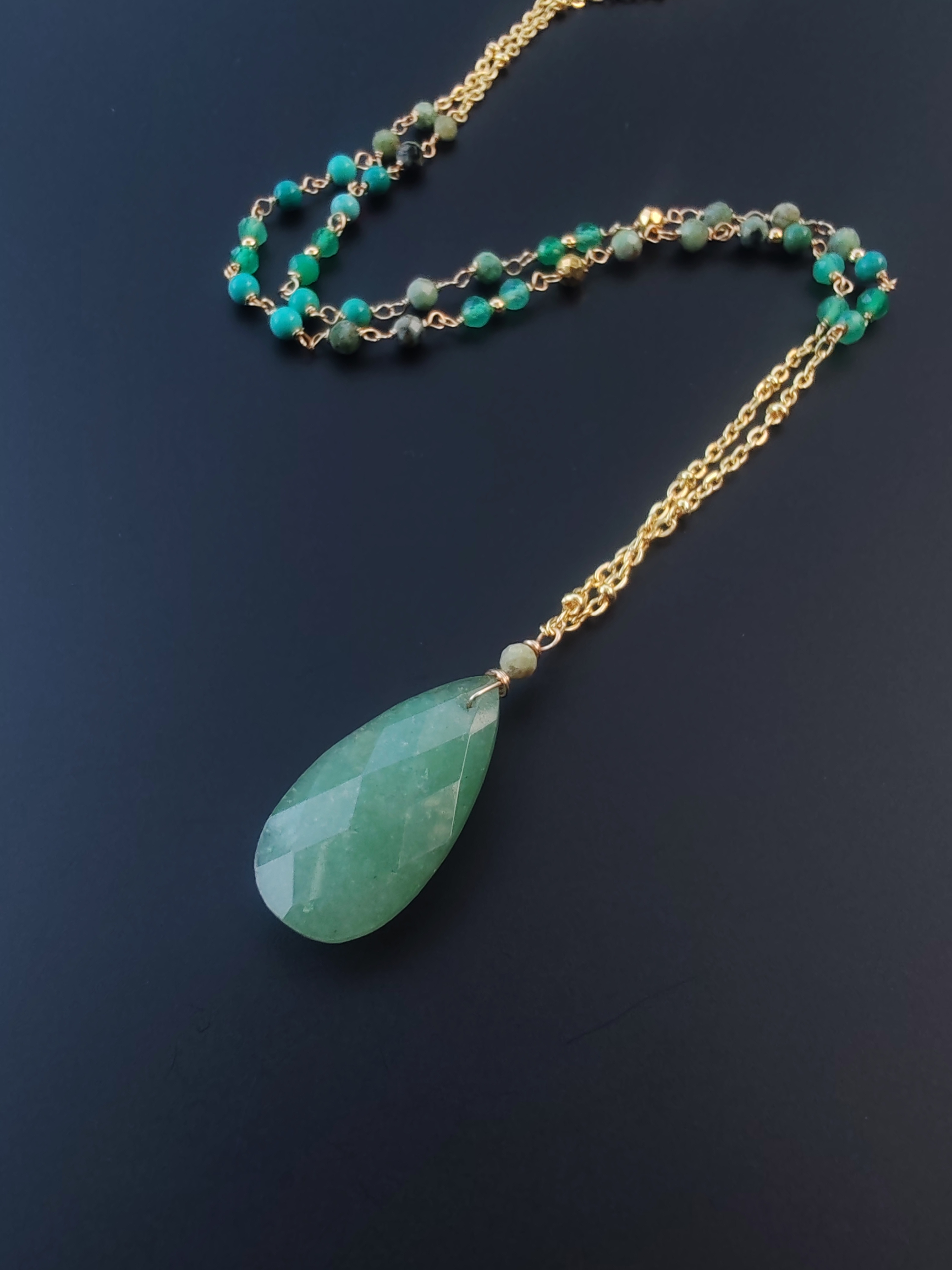 Sautoir Goutte Facettée - pierres semi-précieuses