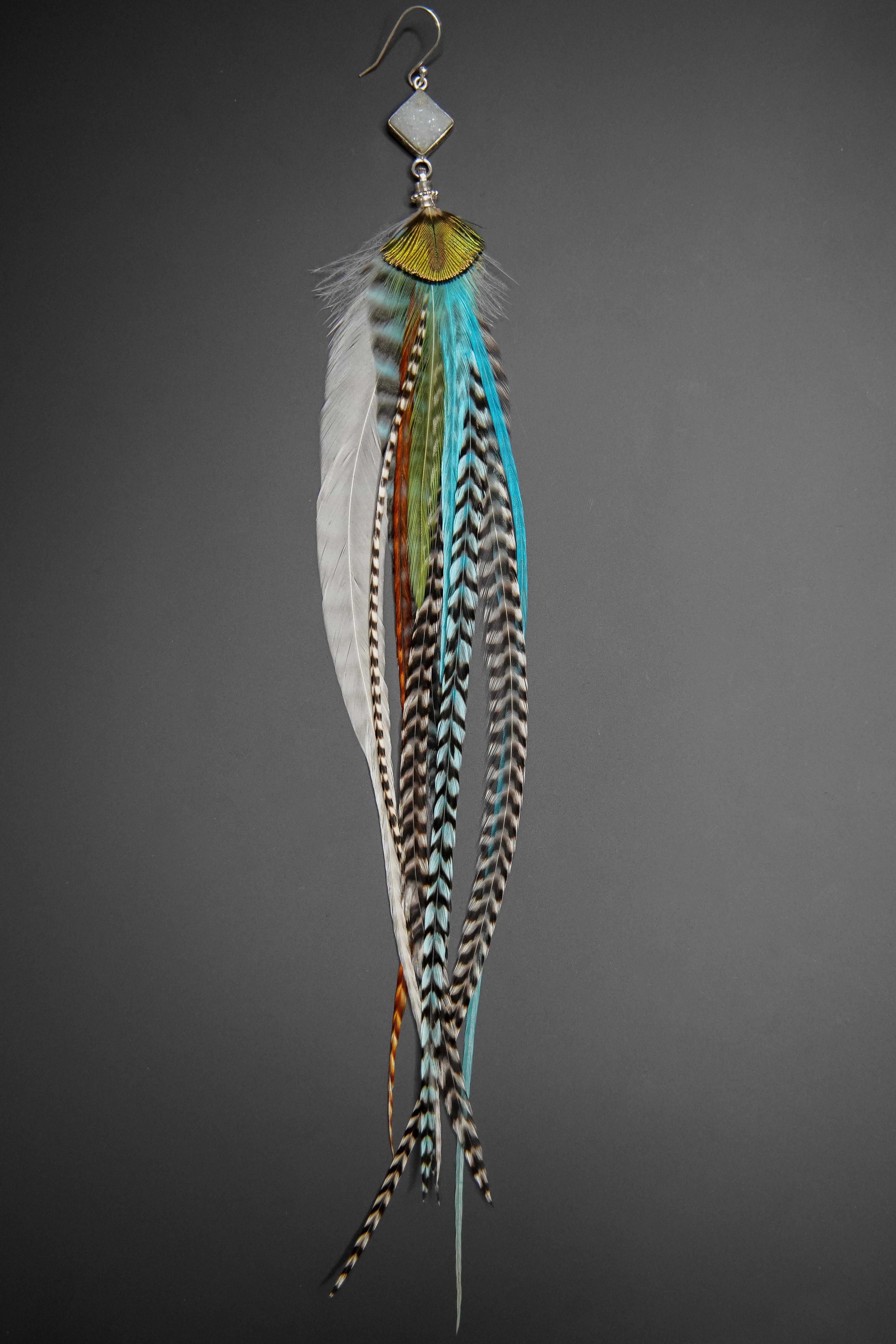 Mono-Boucle d'Oreille en Plumes Naturelles