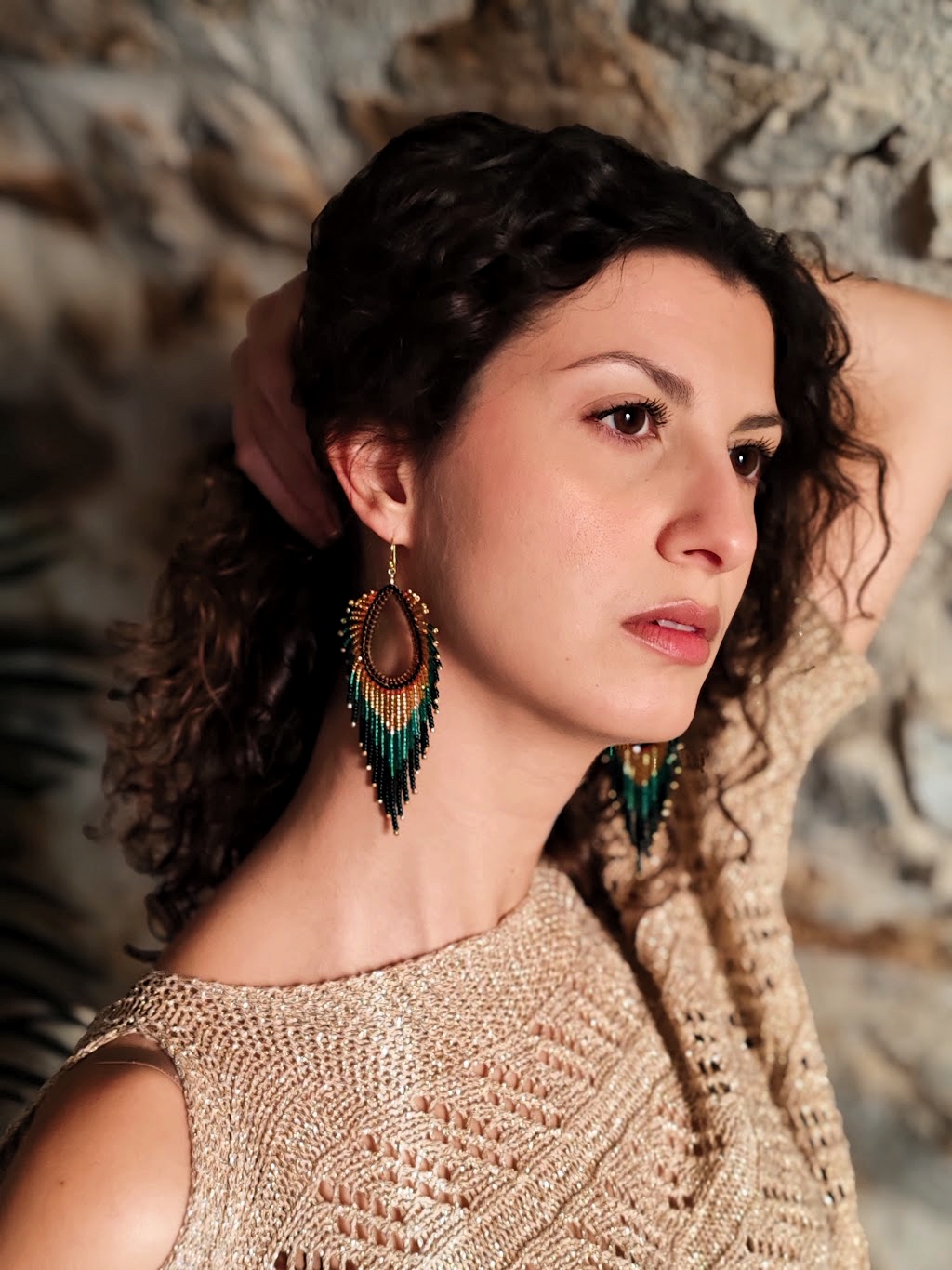 Boucles d'oreilles Bohème Paon