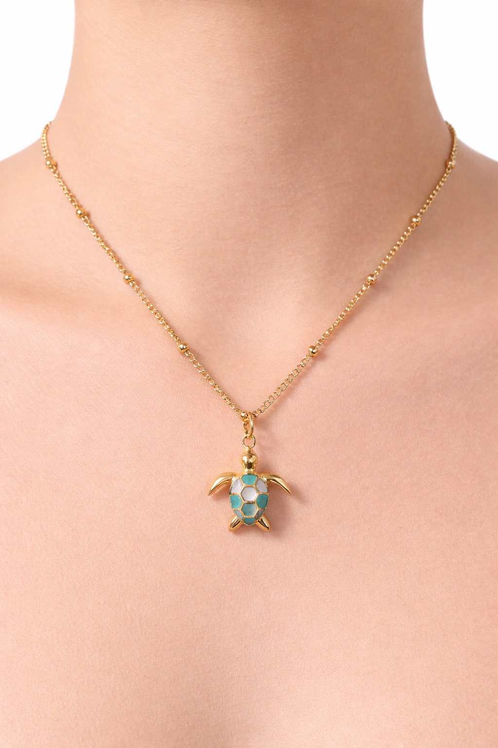 Colar de aço Tartaruga Dourado