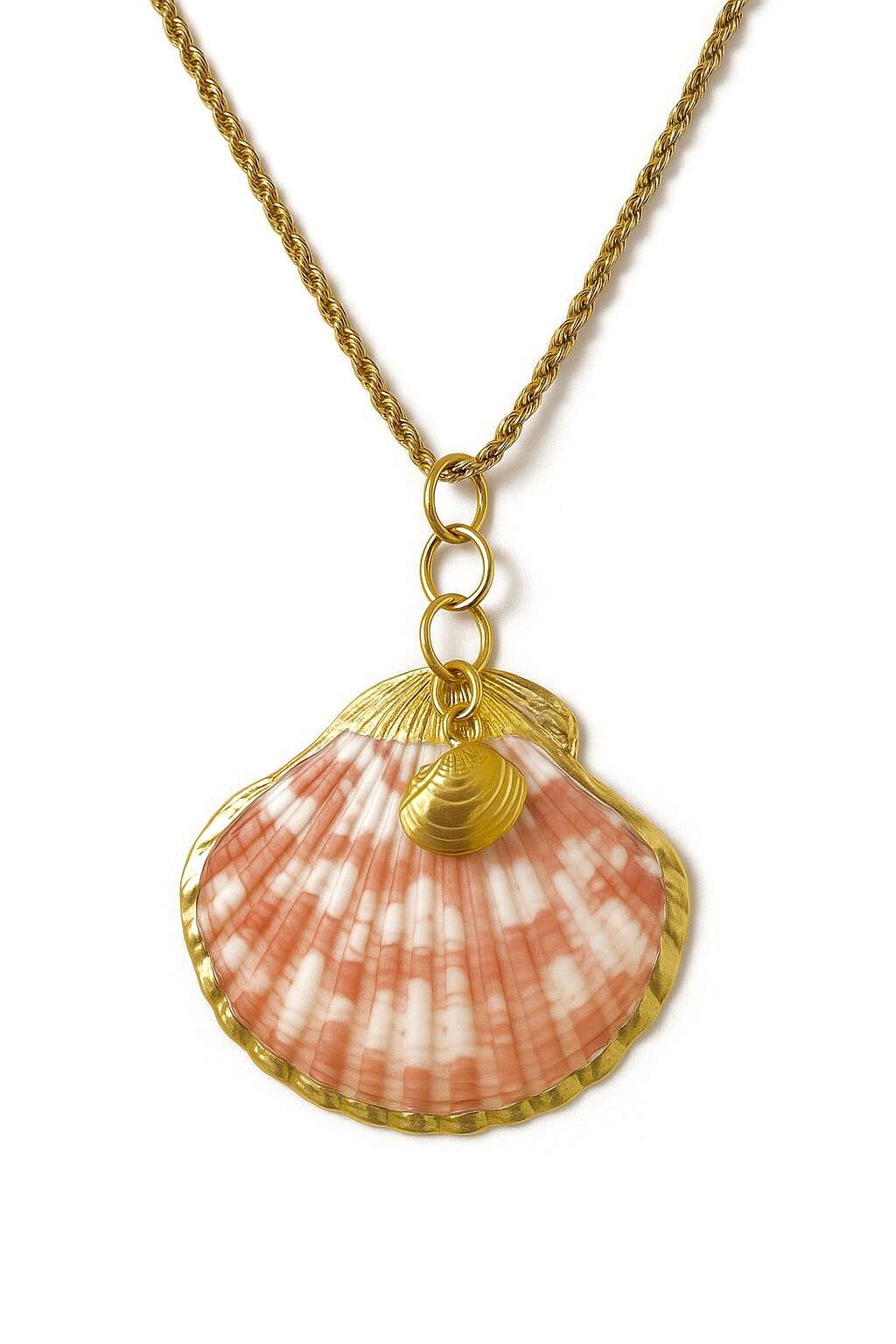 Colar aço com pingente de concha