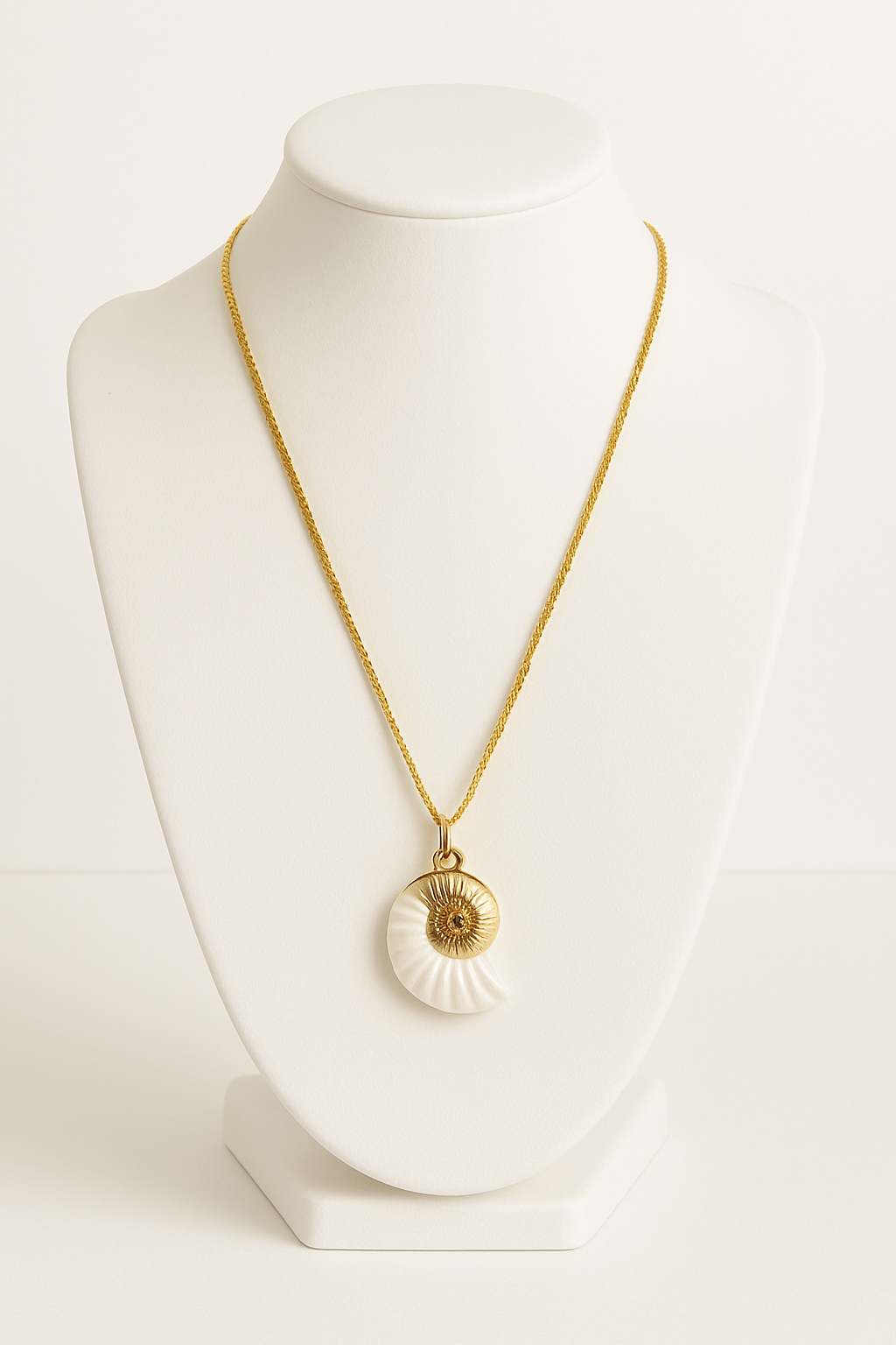 Colar em aço pingente de concha