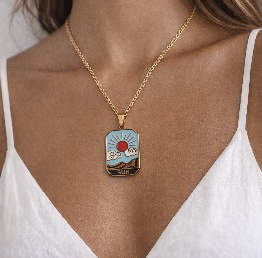Colar de aço Medalha Sol