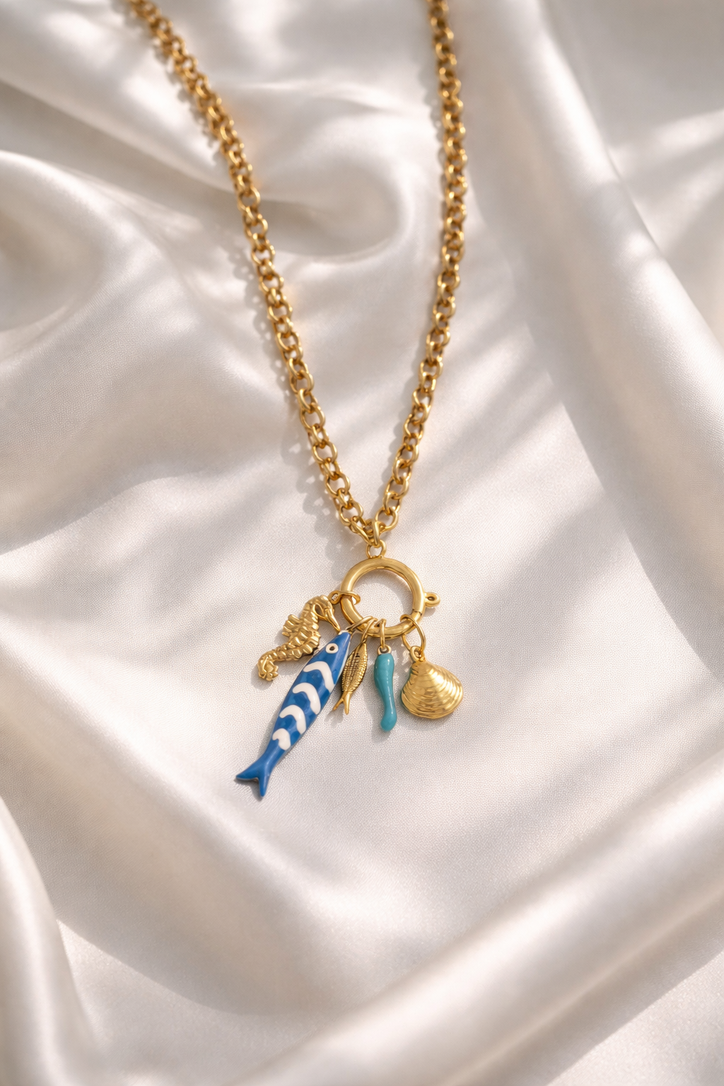 Colar em aço com Pingentes Marinhos