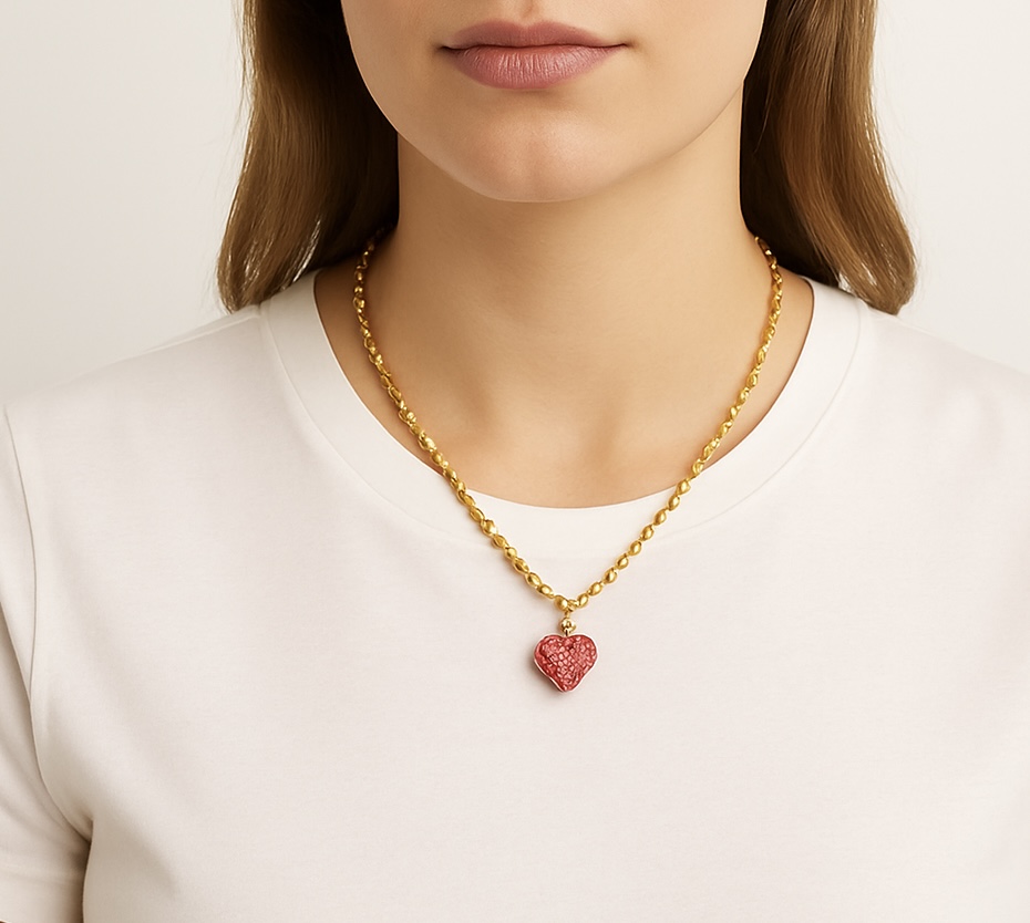 Colar em aço com Pingente de Coração