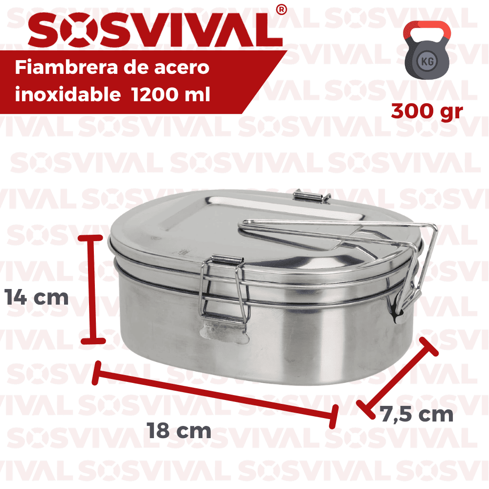 Fiambrera de Acero Inoxidable 1200 ml