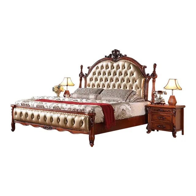European Style King Size Wooden Carved Bed